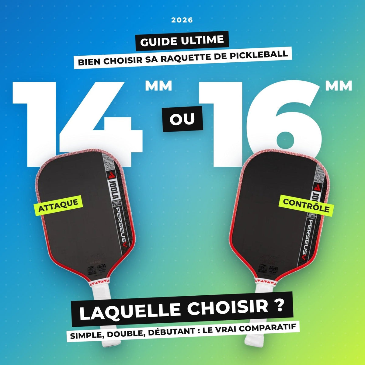 Raquette de pickleball 14 mm ou 16 mm : laquelle choisir ? - Univers Pickle