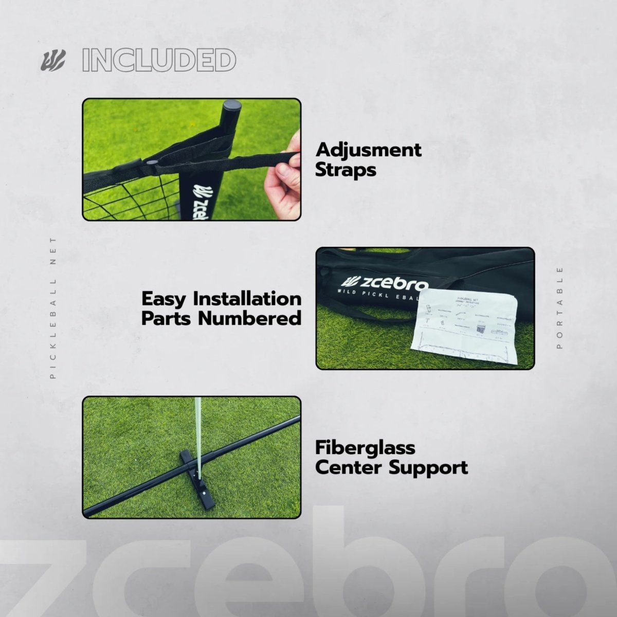 Zcebra - Filet de pickleball Zcebra